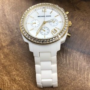 Michael Kors Accessories - Michael Kors White Acrylic, Gold, and CZ Watch Michael Kors Accessories - Michael Kors White Acrylic, Gold, and CZ Watch